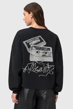 AllSaints hanorac de bumbac REEL culoarea negru, cu imprimeu, W020JD imagine