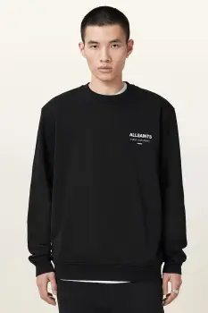 AllSaints hanorac de bumbac UNDERGROUND culoarea maro, cu imprimeu, M033NB imagine