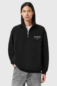 AllSaints hanorac de bumbac UNDERGROUND culoarea negru, cu imprimeu, M042NB imagine