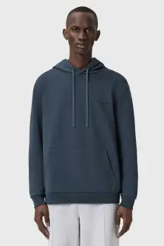 AllSaints hanorac de bumbac UNDERGROUND culoarea verde, cu gluga, cu imprimeu, M034NB imagine