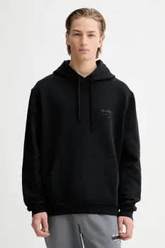 AllSaints hanorac de bumbac UNDERGROUND culoarea verde, cu gluga, cu imprimeu, M034NB imagine