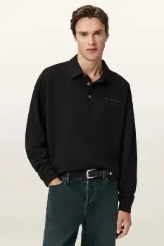 AllSaints hanorac de bumbac XANDER culoarea negru, uni, M020NC imagine