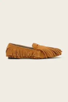 AllSaints mocasini de dama din piele intoarsa Sandy Fringe Loafer imagine