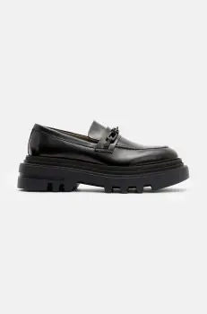 AllSaints mocasini de piele Alexia Chain Loafer femei, culoarea negru, cu platforma, W060FB imagine