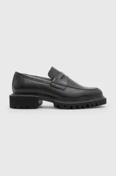 AllSaints mocasini de piele Lola Loafer femei, culoarea negru, cu platforma, W102FB imagine