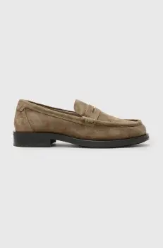 AllSaints mocasini din piele intoarsa Bloom Suede Loafer barbati, culoarea maro, M022FC imagine