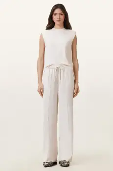 AllSaints pantaloni ALBA femei, culoarea alb, lat, high waist, W018TC imagine