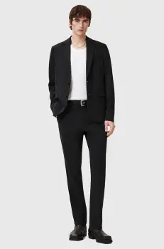 AllSaints pantaloni BAY barbati, culoarea negru, drept, M018QC imagine