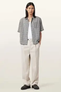 AllSaints pantaloni cu lana TALLIS culoarea bej, drept, M021TD imagine