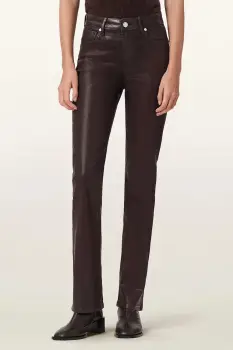 AllSaints pantaloni culoarea bordo, lat, high waist, W093ED imagine