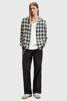 AllSaints pantaloni de bumbac CREEK TROUSER culoarea negru, drept, M021TB imagine