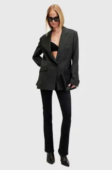 AllSaints pantaloni de bumbac DANI SIZEME BOOTCUT culoarea negru, evazati, high waist, W043EB imagine