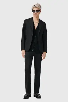 AllSaints pantaloni de bumbac ODIN culoarea negru, drept, M025QC imagine
