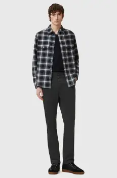 AllSaints pantaloni de bumbac RHODE barbati, culoarea negru, drept, M041TA imagine