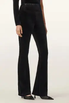 AllSaints pantaloni de catifea culoarea negru, high waist, W060TD imagine