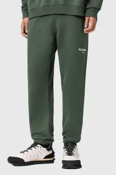 AllSaints pantaloni de trening din bumbac culoarea verde, uni, M034TD imagine