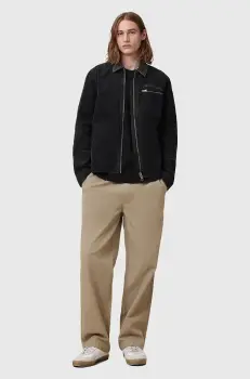 AllSaints pantaloni din amestec de in HANBURY barbati, culoarea bej, drept, M038TC imagine