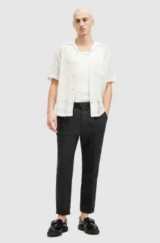 AllSaints pantaloni din in CROSS TALLIS TROUSER culoarea negru, cu fason chinos, M006TA imagine