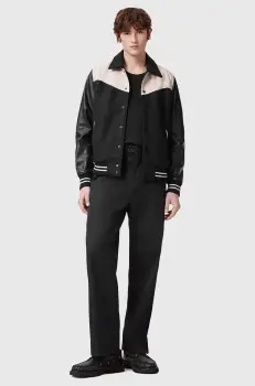 AllSaints pantaloni din lana LOCKE barbati, culoarea negru, drept, M001TD imagine