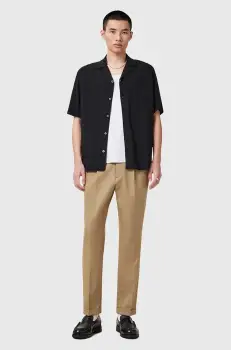 AllSaints pantaloni din lana TALLIS barbati, culoarea bej, cu fason cargo, M032TB imagine