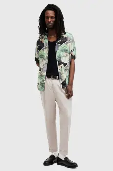 AllSaints pantaloni din lana TALLIS culoarea bej, drept, M002TZ imagine