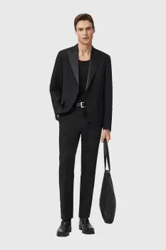 AllSaints pantaloni GERMAIN barbati, culoarea negru, drepti M010QD imagine
