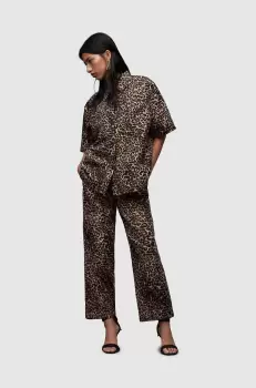 AllSaints pantaloni JEMI LEPPO femei, culoarea negru, lat, high waist imagine