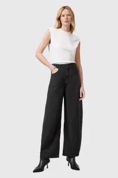 AllSaints pantaloni JETT culoarea negru, lat, high waist, W077TC imagine