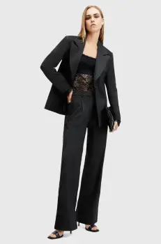 AllSaints pantaloni LACEY femei, culoarea negru, lat, medium waist, W017QB imagine