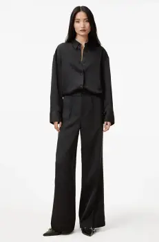 AllSaints pantaloni MYRTLE femei, culoarea negru, lat, medium waist, W031TB imagine