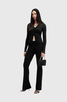 AllSaints pantaloni PEACHES culoarea negru, lat, medium waist, W032TB imagine