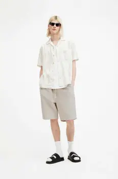 AllSaints pantaloni scurti din amestec de in HANBURY culoarea bej, MF081Y imagine