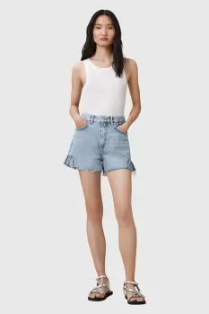 AllSaints pantaloni scurti din bumbac ELIANA uni, high waist, W062EC imagine