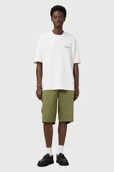 AllSaints pantaloni scurti din bumbac FLYNN culoarea verde, M019TC imagine