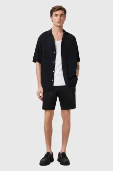 AllSaints pantaloni scurti NEIVA barbati, culoarea negru, M037TC imagine