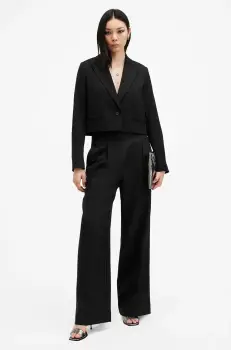 AllSaints pantaloni SHORES femei, culoarea negru, lat, high waist, W015QB imagine