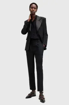 AllSaints pantaloni SISTER femei, culoarea negru, fason tigareta, medium waist, W004QB imagine