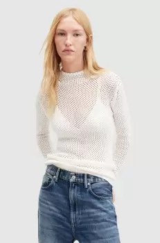 AllSaints pulover AVRIL femei, culoarea alb, cu turtleneck imagine