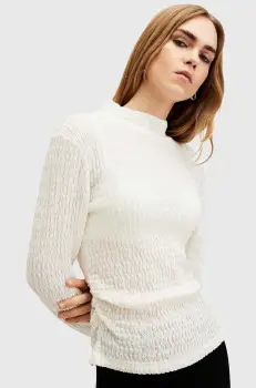 AllSaints pulover CONNIE FRANCESCO femei, culoarea alb, cu turtleneck, W190JB imagine