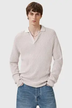 AllSaints pulover de bumbac THOMA culoarea bej, light, M030KC imagine