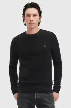 AllSaints pulover de lana IVAR MERINO CREW barbati, culoarea negru, M087KB imagine