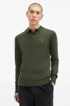 AllSaints pulover de lana MODE MERINO barbati, culoarea negru, light, M085KB imagine