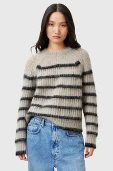 AllSaints pulover de lana RIGA femei, culoarea bej, W013KC imagine