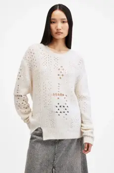 AllSaints pulover de lana WINNIE femei, culoarea alb, calduros, W111KB imagine