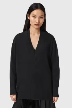 AllSaints pulover din amestec de lana BERN culoarea negru, light, W050KD imagine