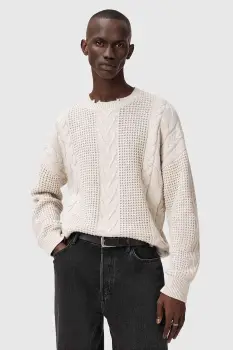 AllSaints pulover din amestec de lana culoarea bej, M031KD imagine