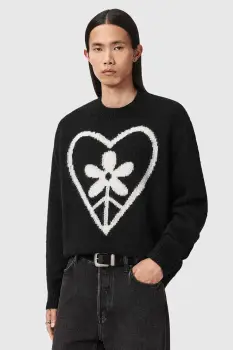 AllSaints pulover din amestec de lana culoarea negru, M042KD imagine