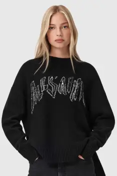 AllSaints pulover din amestec de lana culoarea negru, W071KD imagine