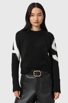 AllSaints pulover din amestec de lana de alpaca culoarea negru, W088KD imagine