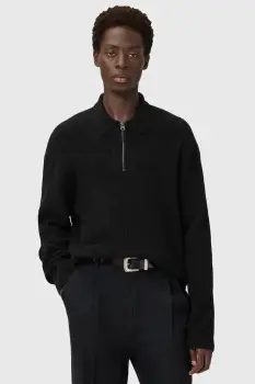 AllSaints pulover din amestec de lana de alpaca JAKOB culoarea negru, cu turtleneck, M007KD imagine